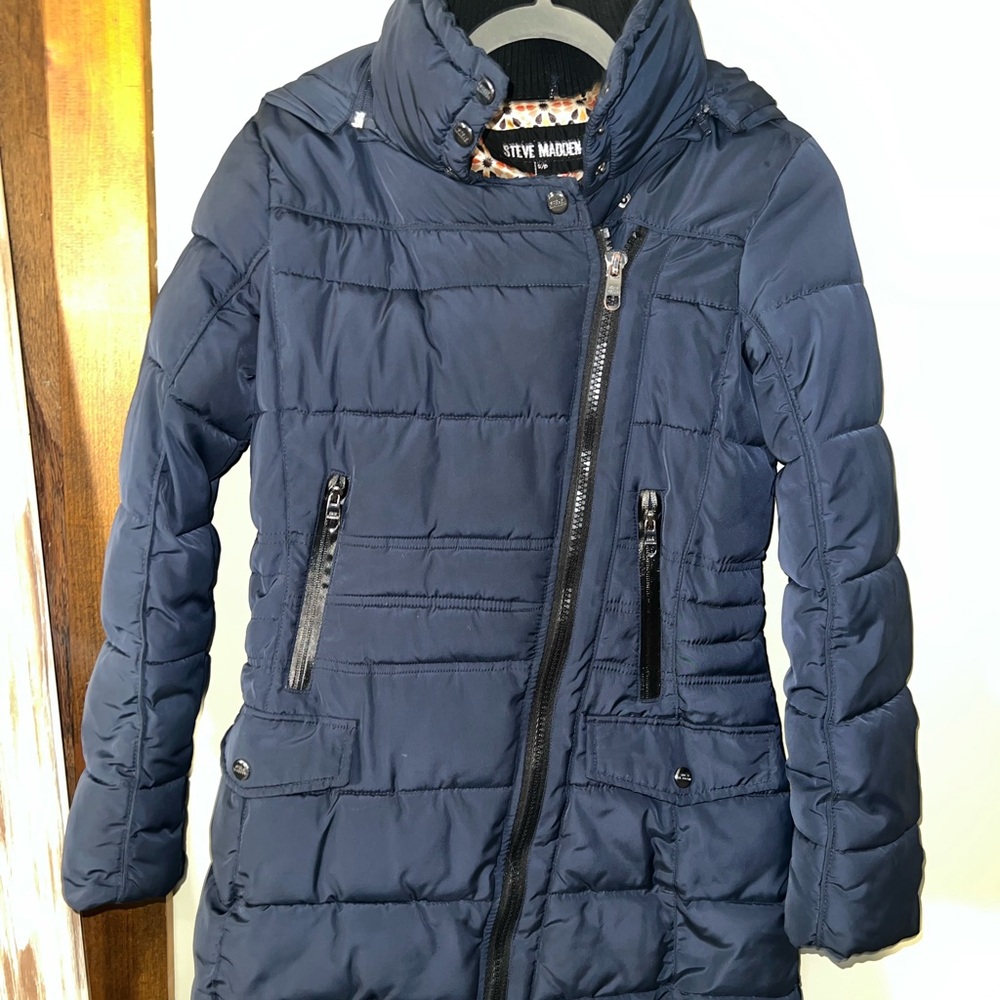 Steve Madden Women's Dark Blue Puffer Coat